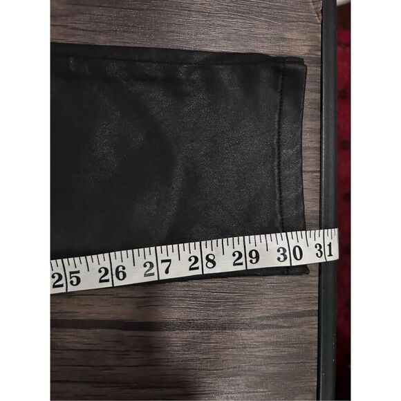 Eileen Fisher Black Waxed Faux Leather Denim Jeans Pants Size 4 Minimalist - Picture 13 of 13